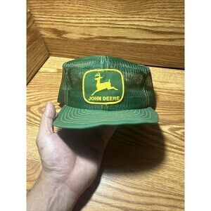 VTG John Deere Tractor Patch Logo Full Mesh Trucker Snapback Hat Baseball Cap
